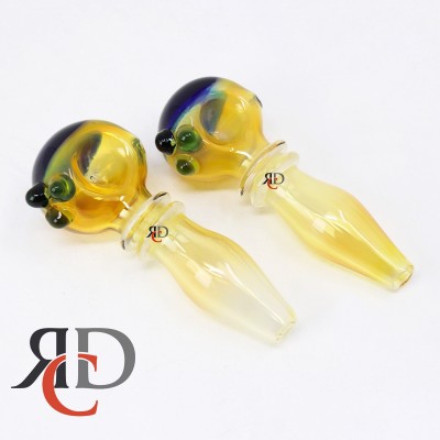 GLASS PIPE FUMED RIM WITH HEAD ART GP5575 1CT